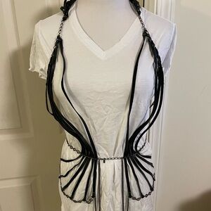Stunning and Unique Bliss Lau leather and chain vest
